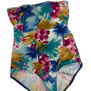 Jantez Classics Floral Strapless Bandeau Swimsuit